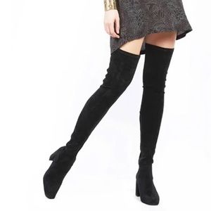 Jeffrey Campbell Cienega over the knee boots in black suede.